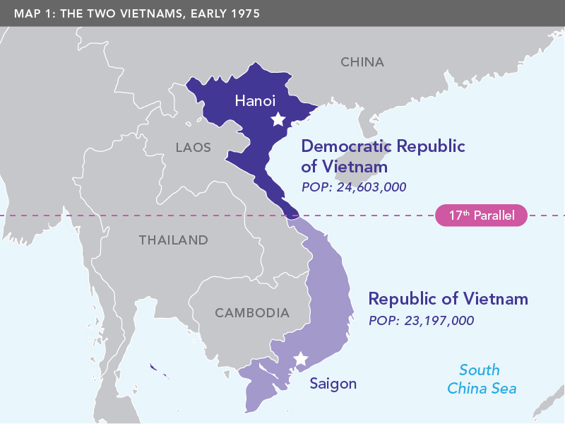 Map of North and South Việt Nam during the Second Indochina War